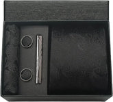Conjunto Gravata de Seda Paisley Preto